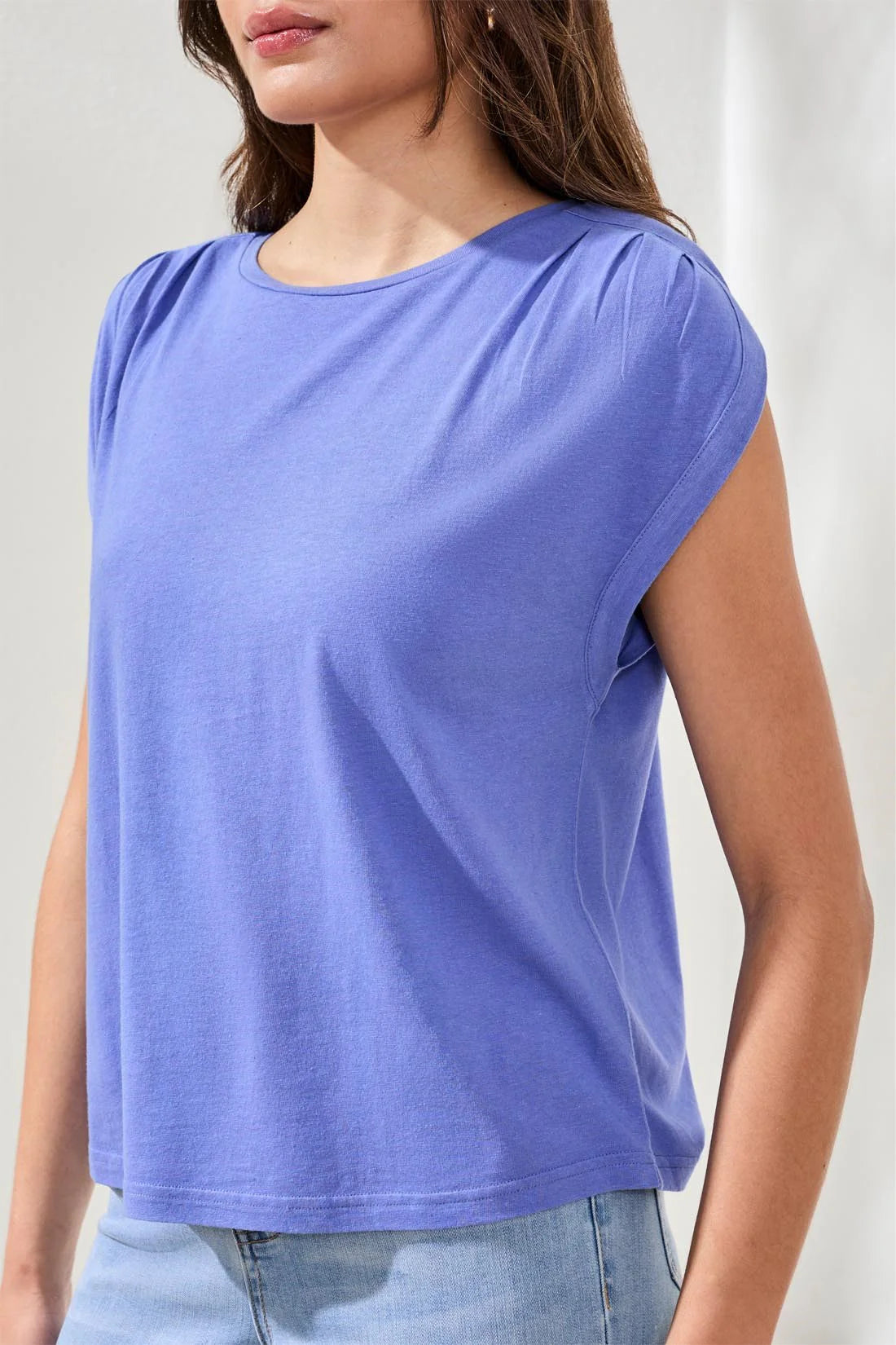 Tribal Boat Neck Cap Sleeve Top