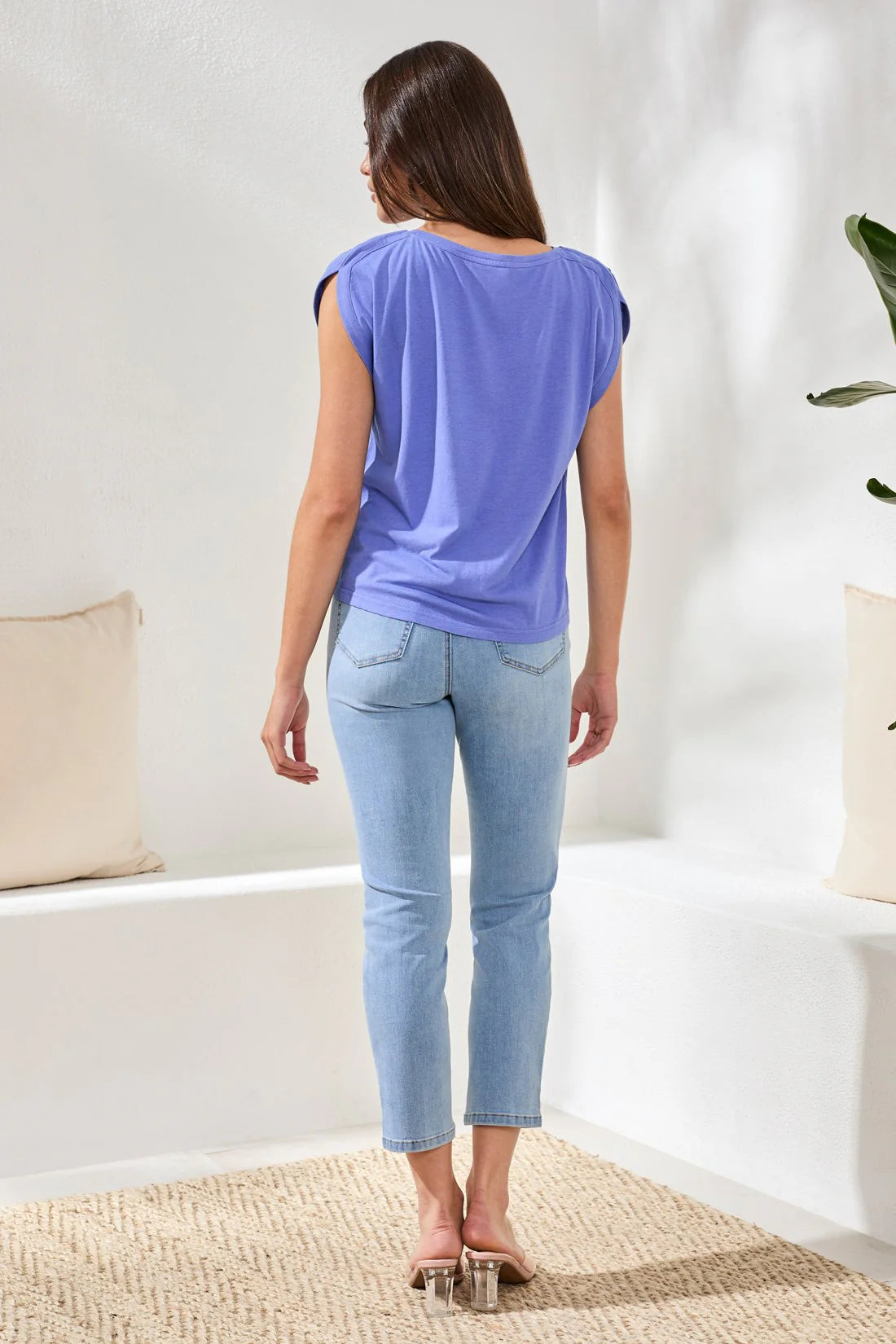 Tribal Boat Neck Cap Sleeve Top