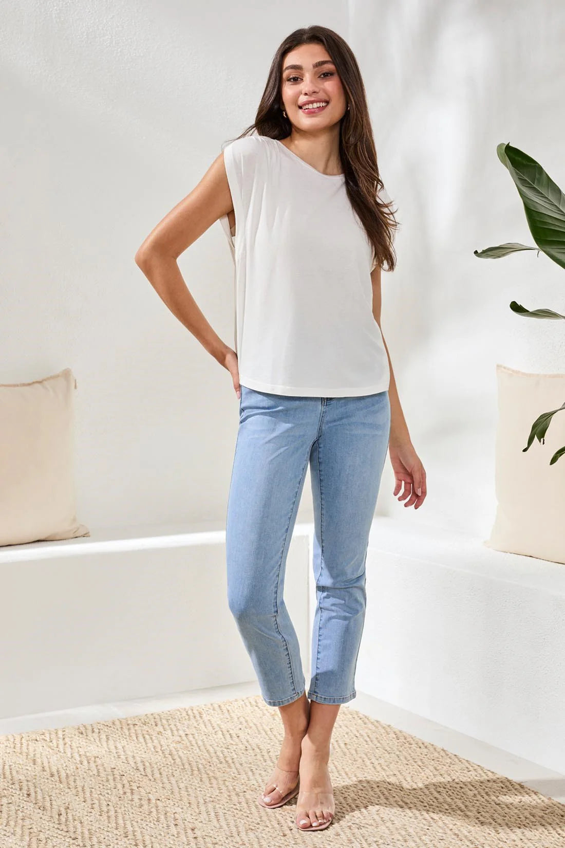 Tribal Boat Neck Cap Sleeve Top