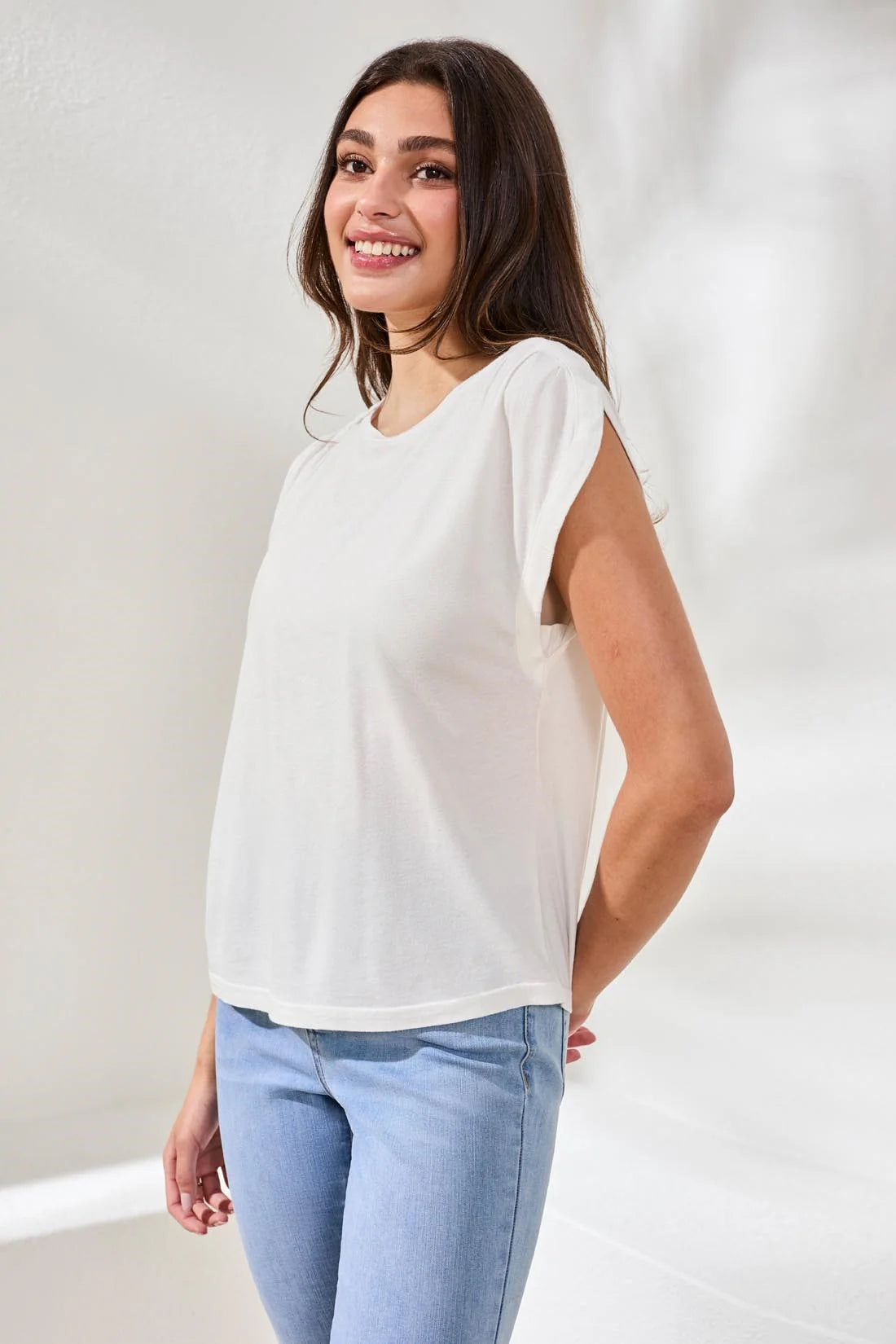 Tribal Boat Neck Cap Sleeve Top