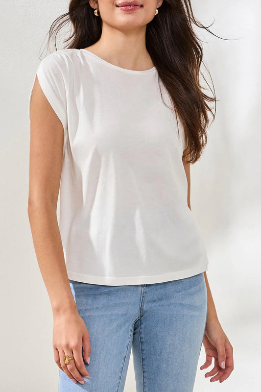 Tribal Boat Neck Cap Sleeve Top