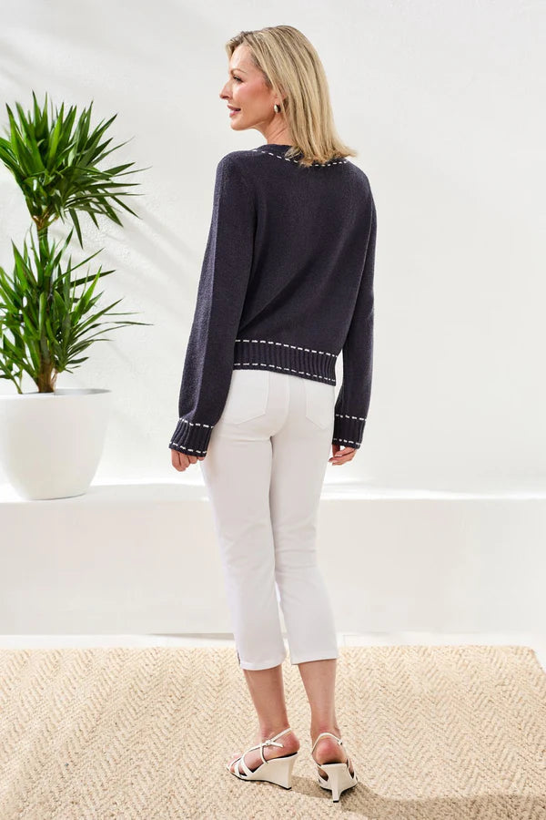 Tribal Boucle Yarn Contrast Stitch Cardigan