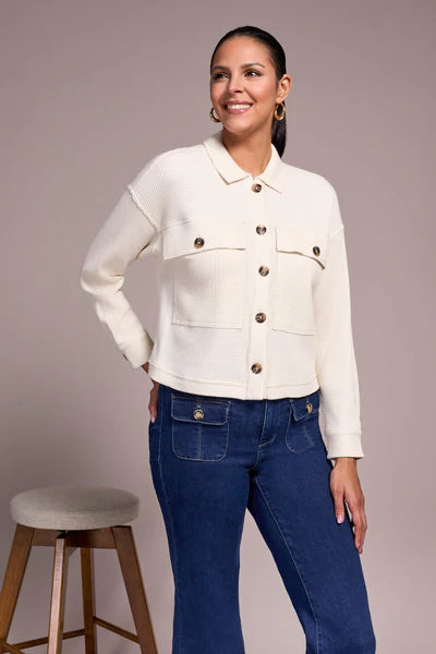 Tribal Brushed Waffle Knit Shacket