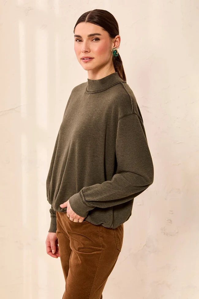 Tribal Bubble French Terry Crew Neck Long Sleeve Knit Top