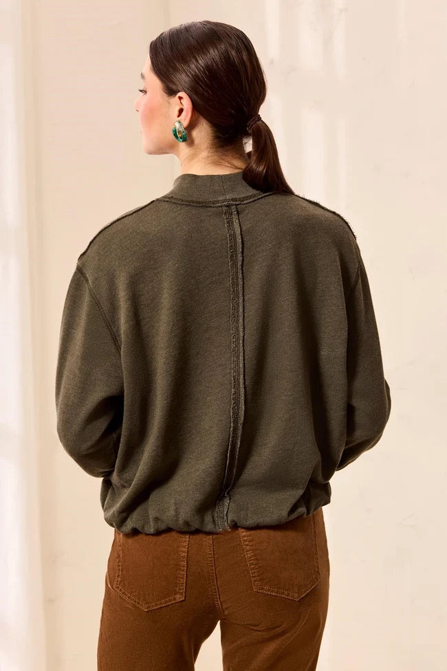 Tribal Bubble French Terry Crew Neck Long Sleeve Knit Top