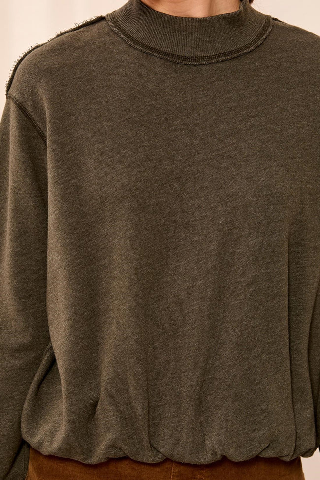 Tribal Bubble French Terry Crew Neck Long Sleeve Knit Top