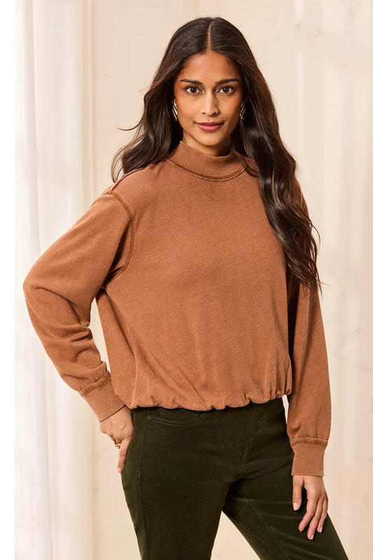 Tribal Bubble French Terry Crew Neck Long Sleeve Knit Top