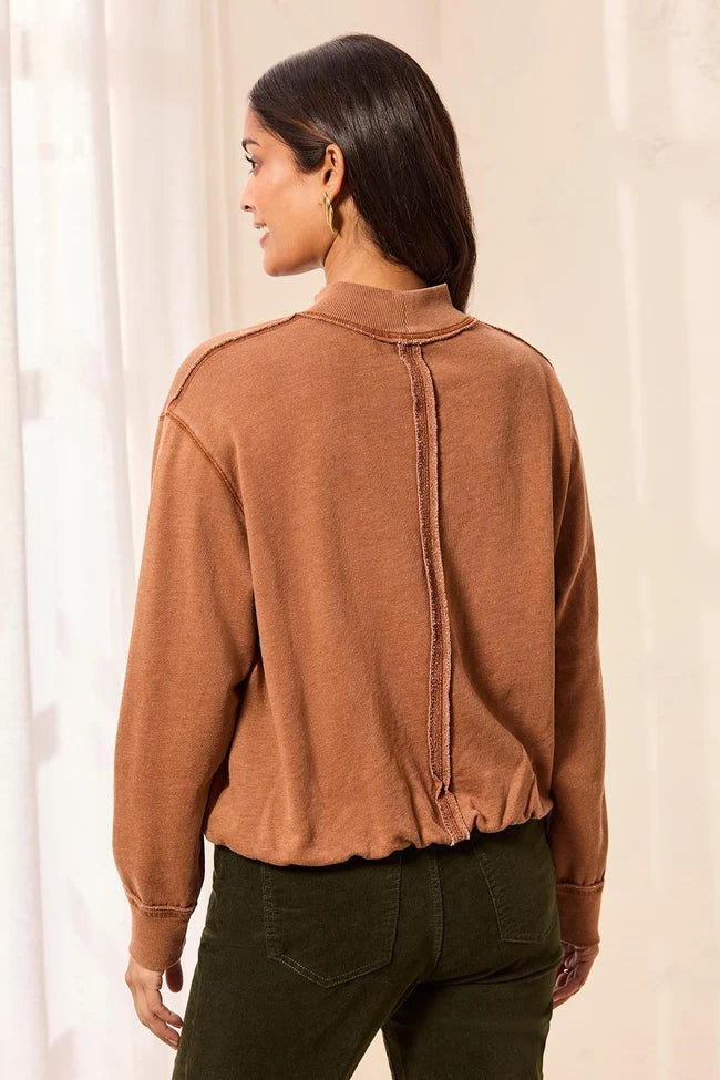 Tribal Bubble French Terry Crew Neck Long Sleeve Knit Top