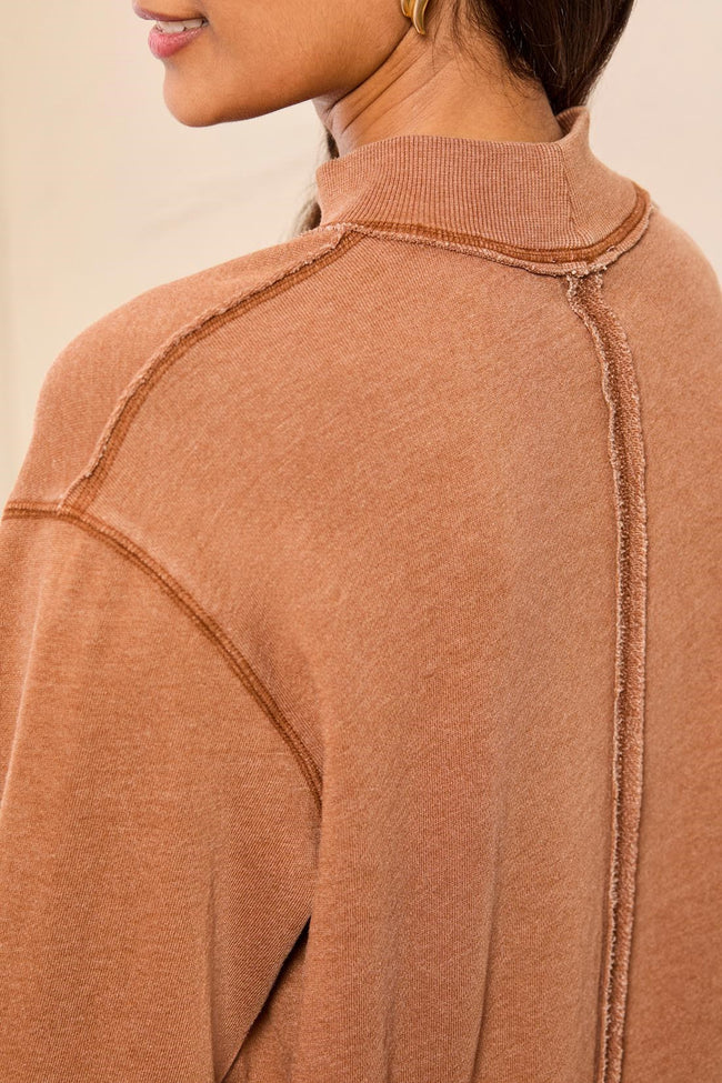 Tribal Bubble French Terry Crew Neck Long Sleeve Knit Top