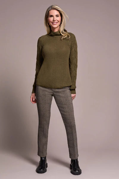 Tribal Cable Knit Mock Neck Sweater
