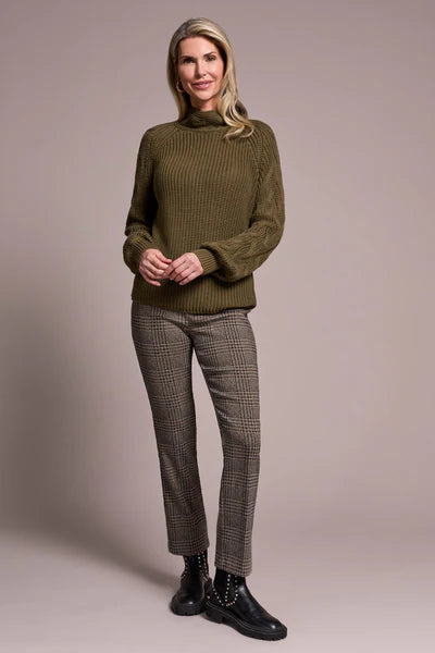 Tribal Cable Knit Mock Neck Sweater