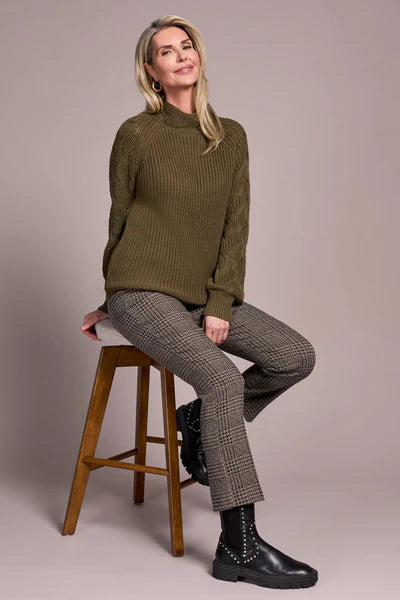 Tribal Cable Knit Mock Neck Sweater