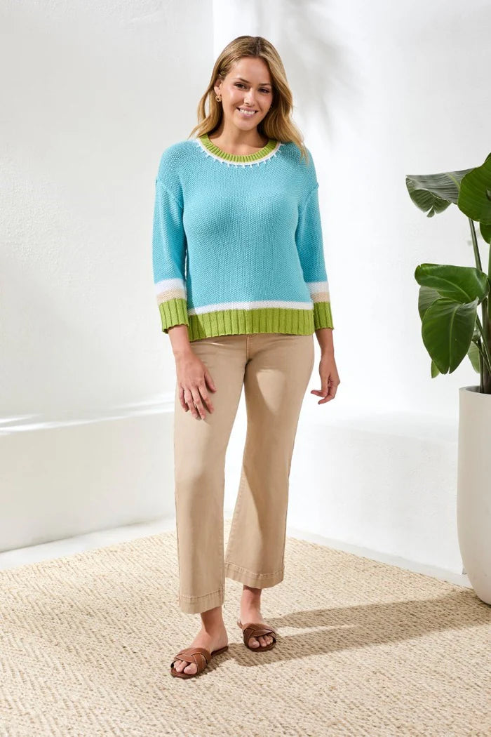 Tribal Crew Neck Sweater With Stitch Detail