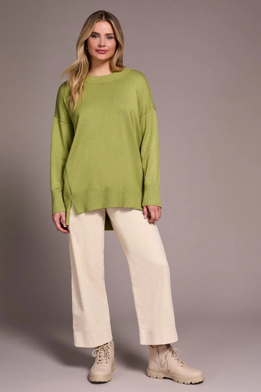 Tribal Drop Shoulder Crew Neck Tunic Sweater