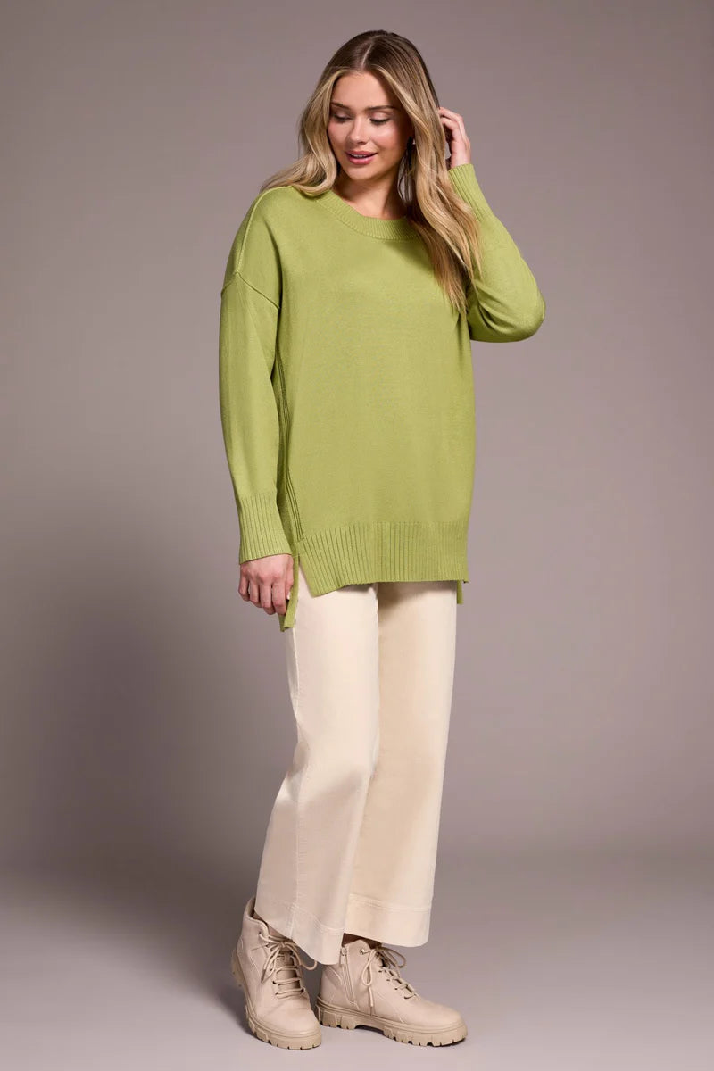 Tribal Drop Shoulder Crew Neck Tunic Sweater