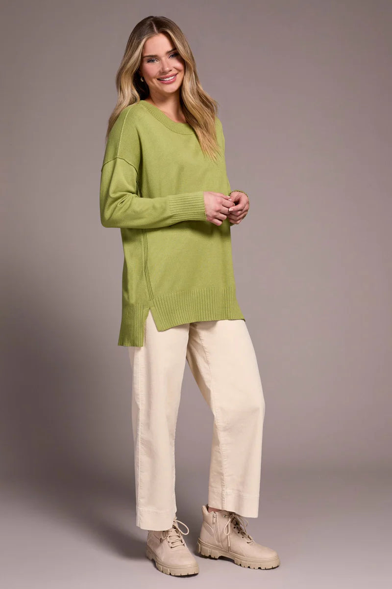 Tribal Drop Shoulder Crew Neck Tunic Sweater