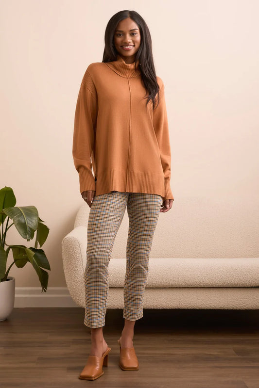 Tribal Drop Shoulder Turtle Neck Sweater