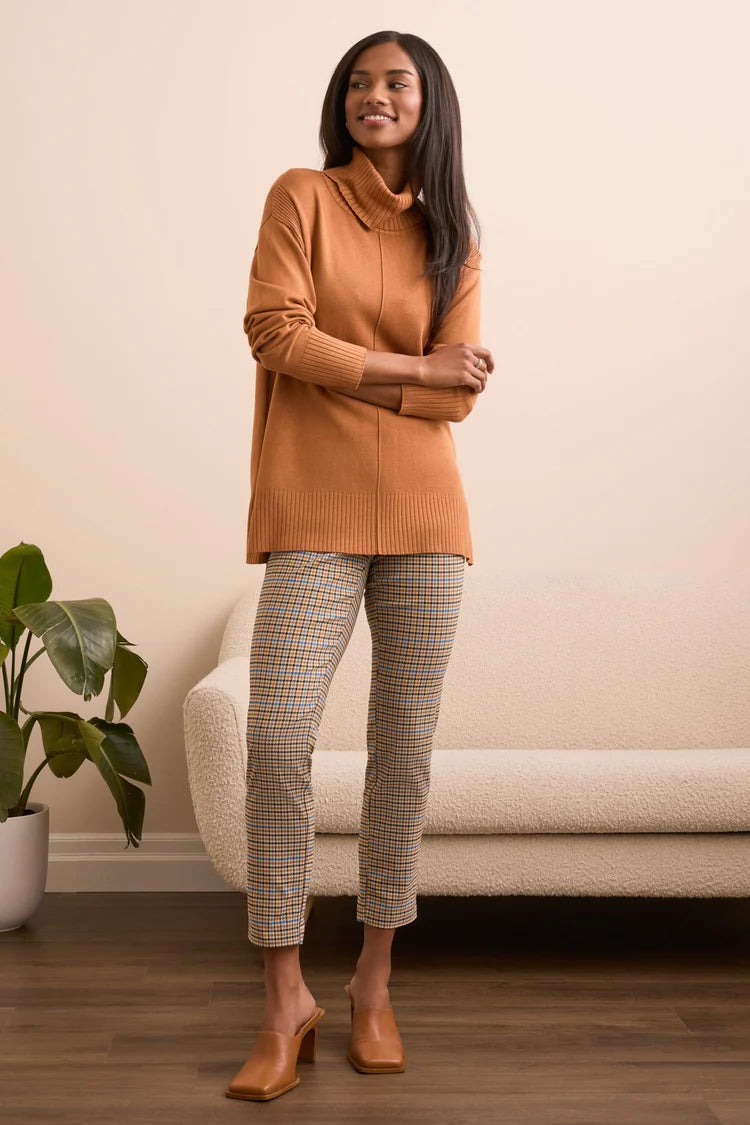 Tribal Drop Shoulder Turtle Neck Sweater
