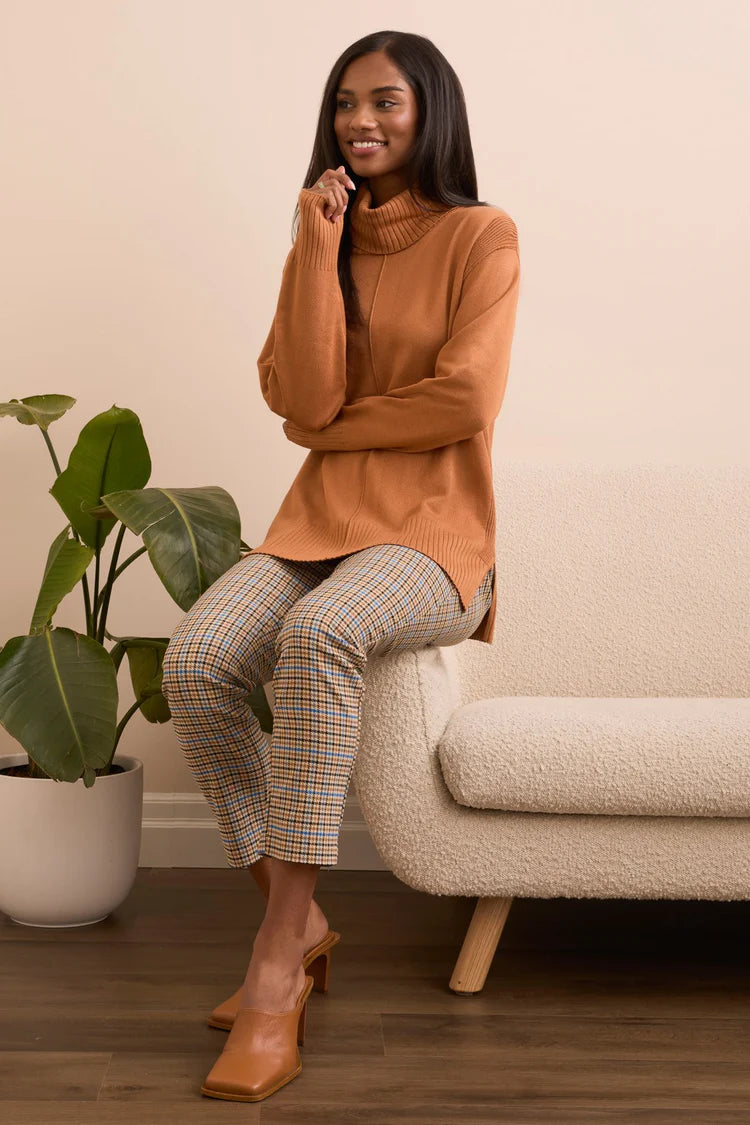Tribal Drop Shoulder Turtle Neck Sweater