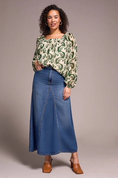 Tribal Flowy Lyocell Denim Skirt