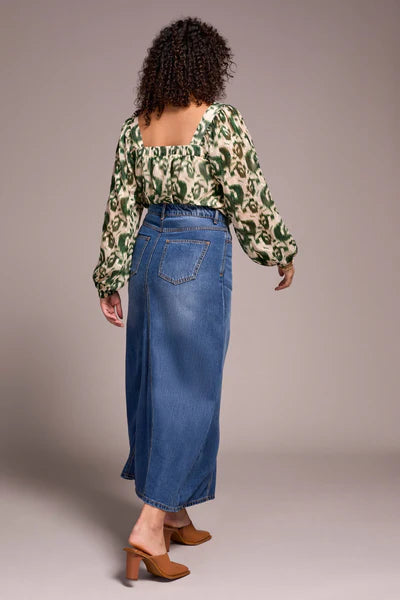 Tribal Flowy Lyocell Denim Skirt