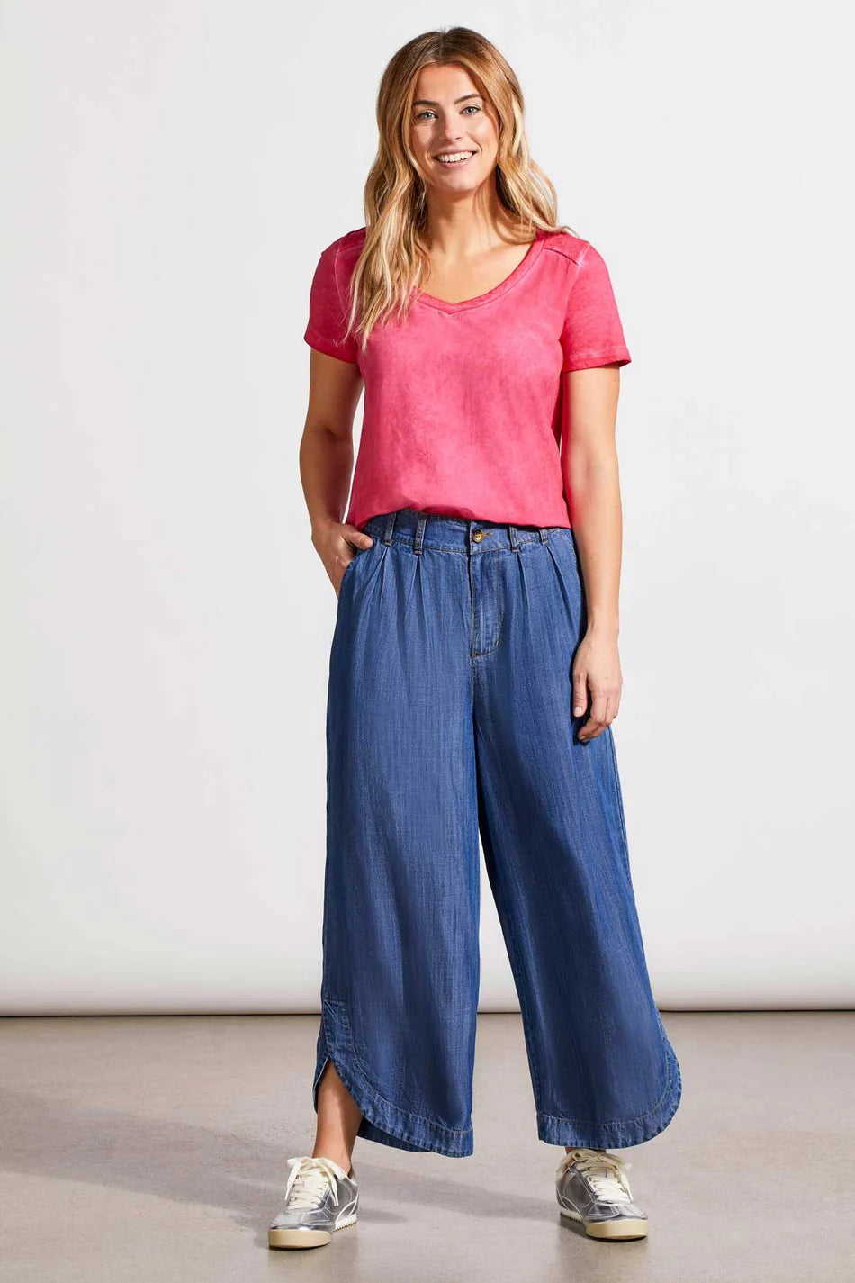 Tribal Flowy Pleated Pant With Tulip Hem