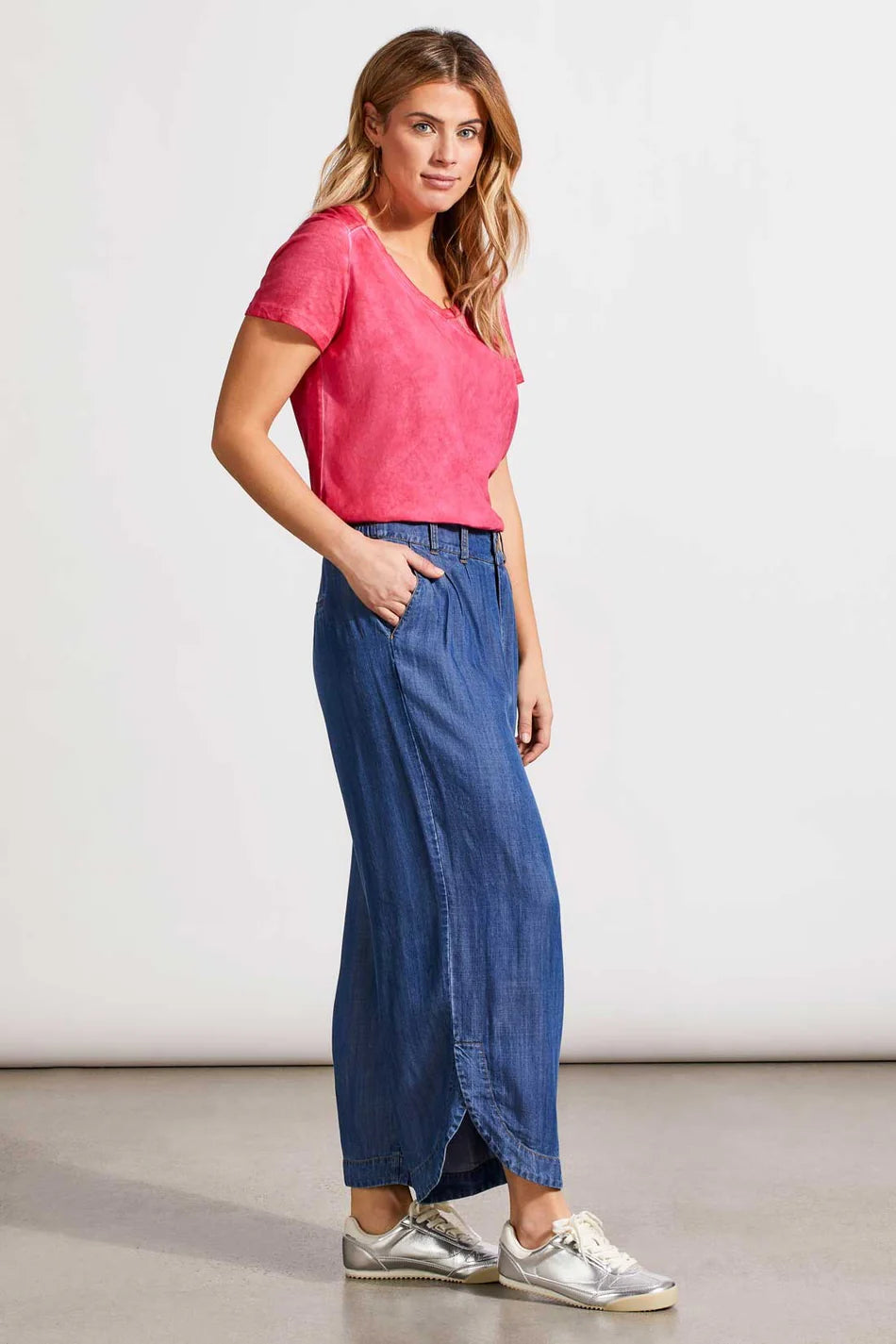 Tribal Flowy Pleated Pant With Tulip Hem