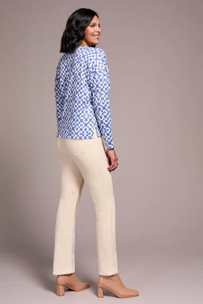 Tribal Fuzzy Soft V-Neck Combo Print Knit Top