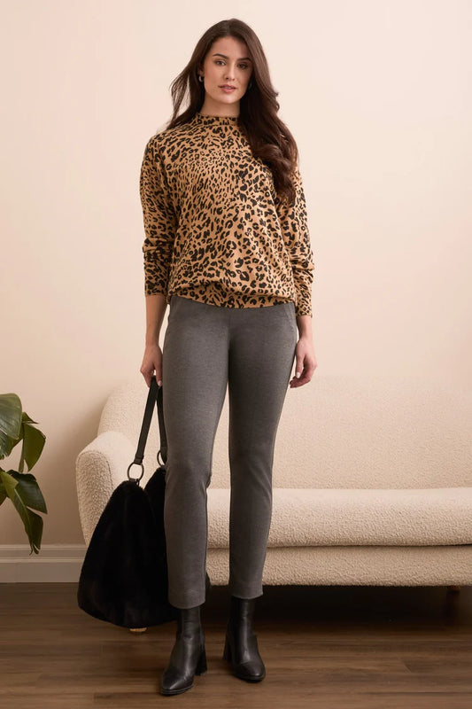 Tribal Lightweight Printed Long-Sleeve Funnel Neck Sweater