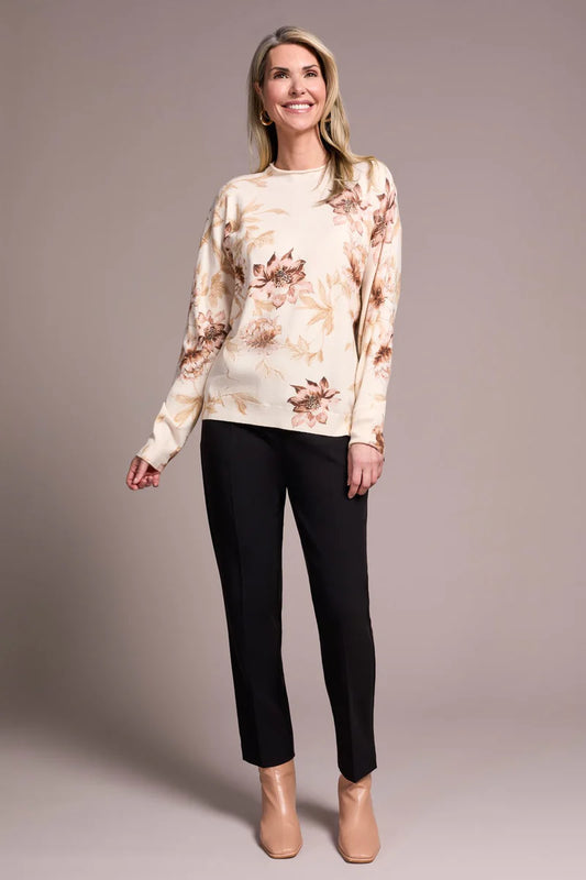 Tribal Lightweight Printed Long-Sleeve Funnel Neck Sweater