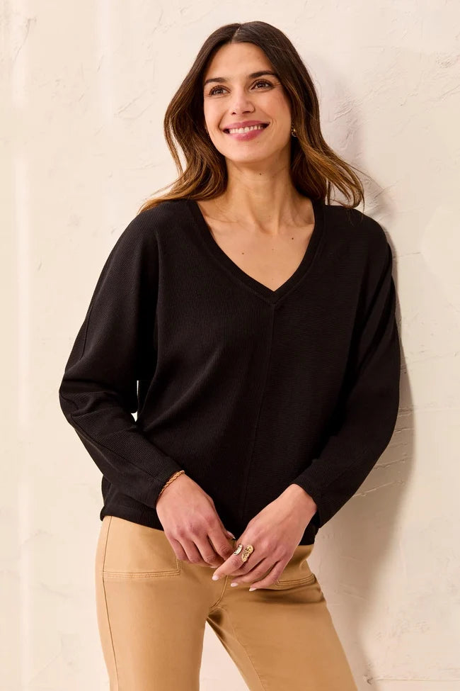 Tribal Ottoman Stretch Dolman V-Neck Knit Sweater