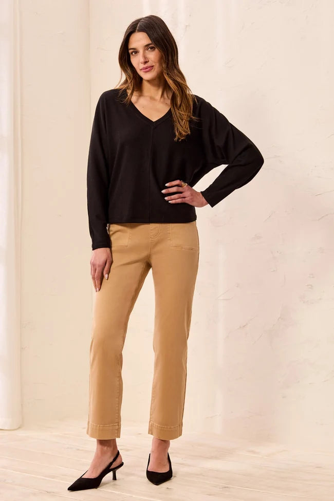 Tribal Ottoman Stretch Dolman V-Neck Knit Sweater
