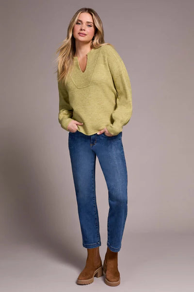 Tribal Mandarin Collar Long Puff Sleeve Sweater