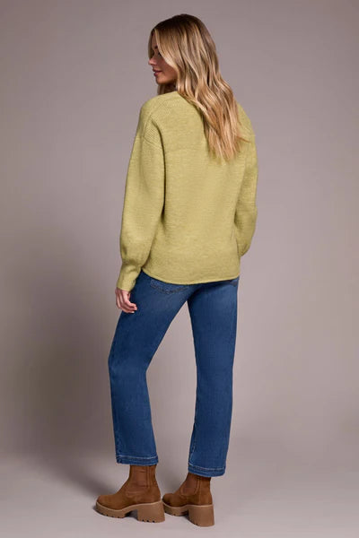 Tribal Mandarin Collar Long Puff Sleeve Sweater