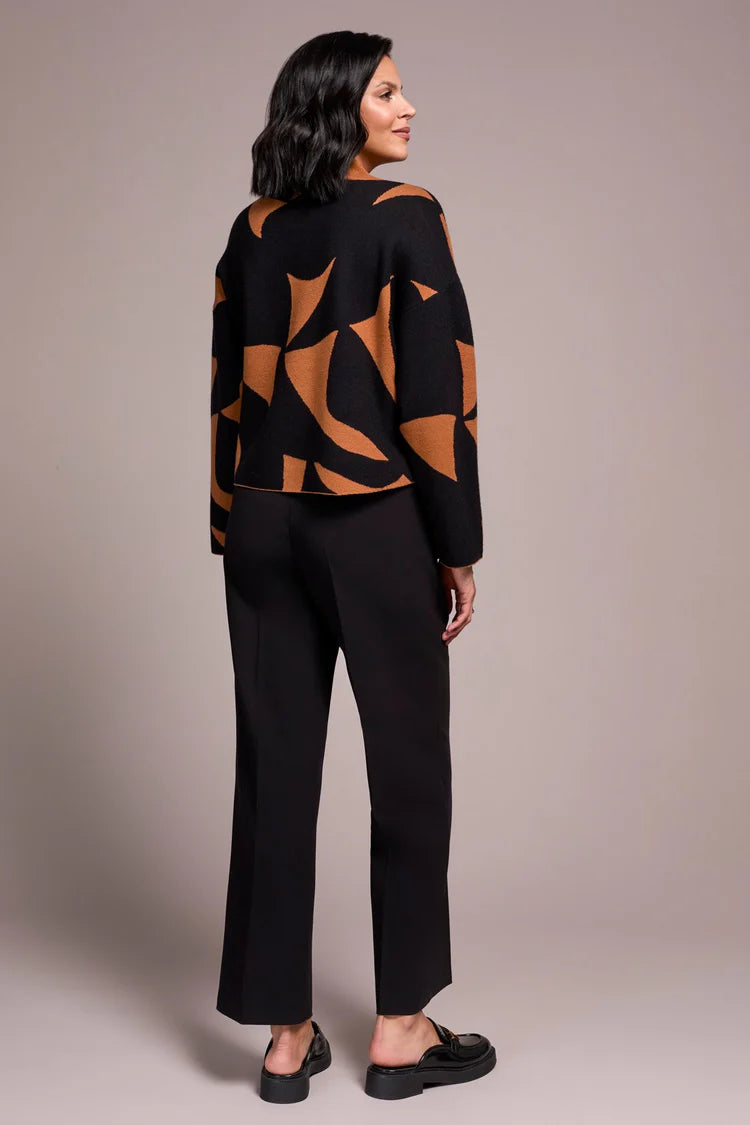 Tribal Oversized Mock Neck Abstract Print Sweater