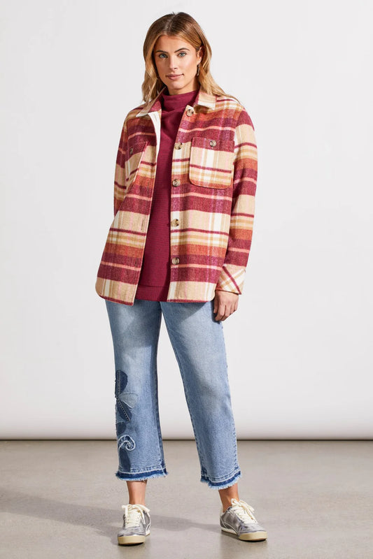 Tribal Plaid Shacket With Chest Pocket