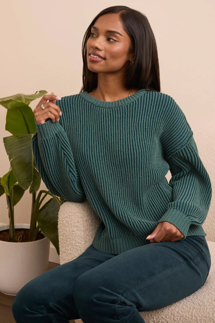 Tribal Plaited Chenille Crew Neck Ribbed Sweater