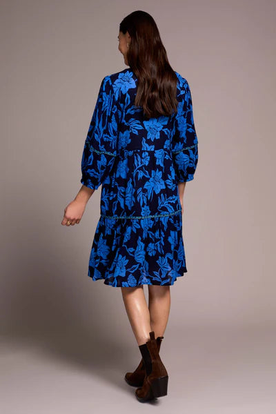 Tribal Printed Jacquard Embroidered V-Neck Dress