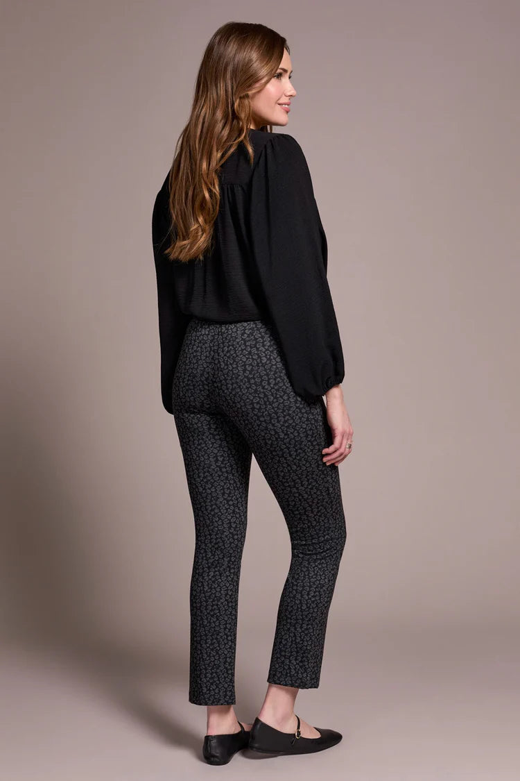Tribal Printed Ponte Pull-On Wide Leg Ankle Pants