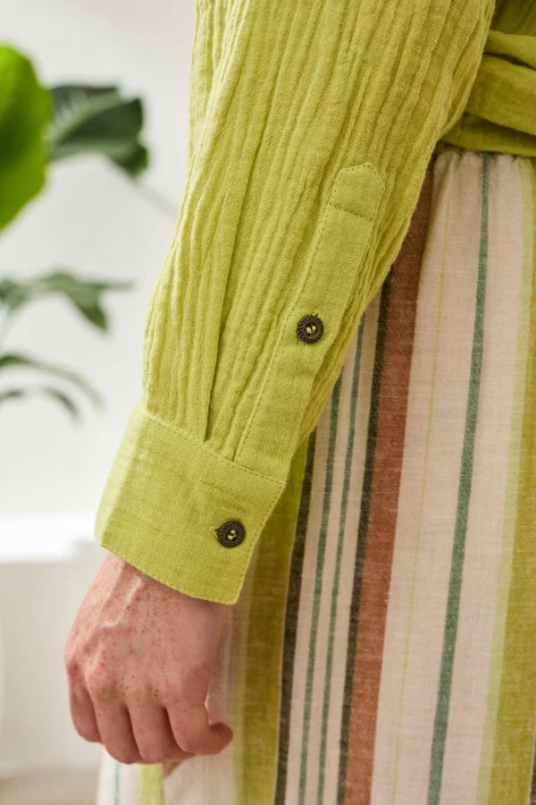 Tribal Raglan Sleeve Shirt In Crinkled Gauze