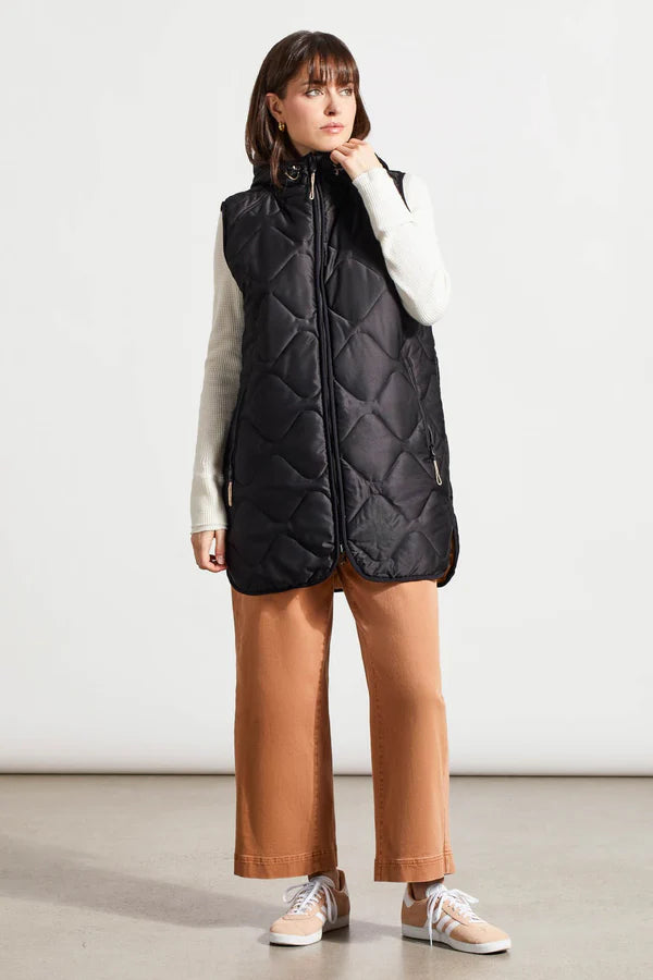 Tribal Reversible Hooded Puffer Vest With High-Low Hem