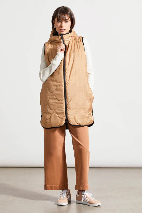 Tribal Reversible Hooded Puffer Vest With High-Low Hem