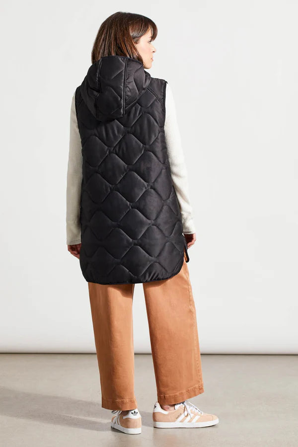 Tribal Reversible Hooded Puffer Vest With High-Low Hem