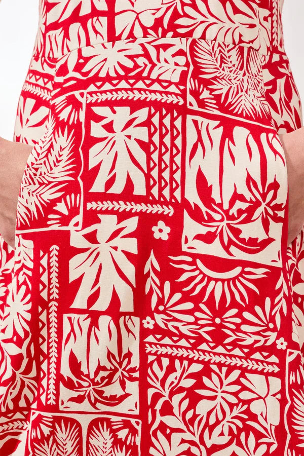 Tribal Sleeveless Printed Jersey Dress With V-Neck