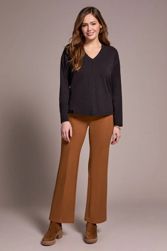 Tribal Slub Knit Flatlock V-Neck Top