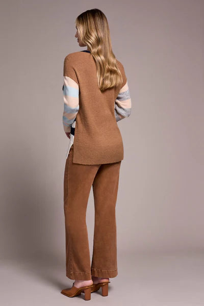 Tribal Soft Knit Combo Striped Boat Neck Sweater