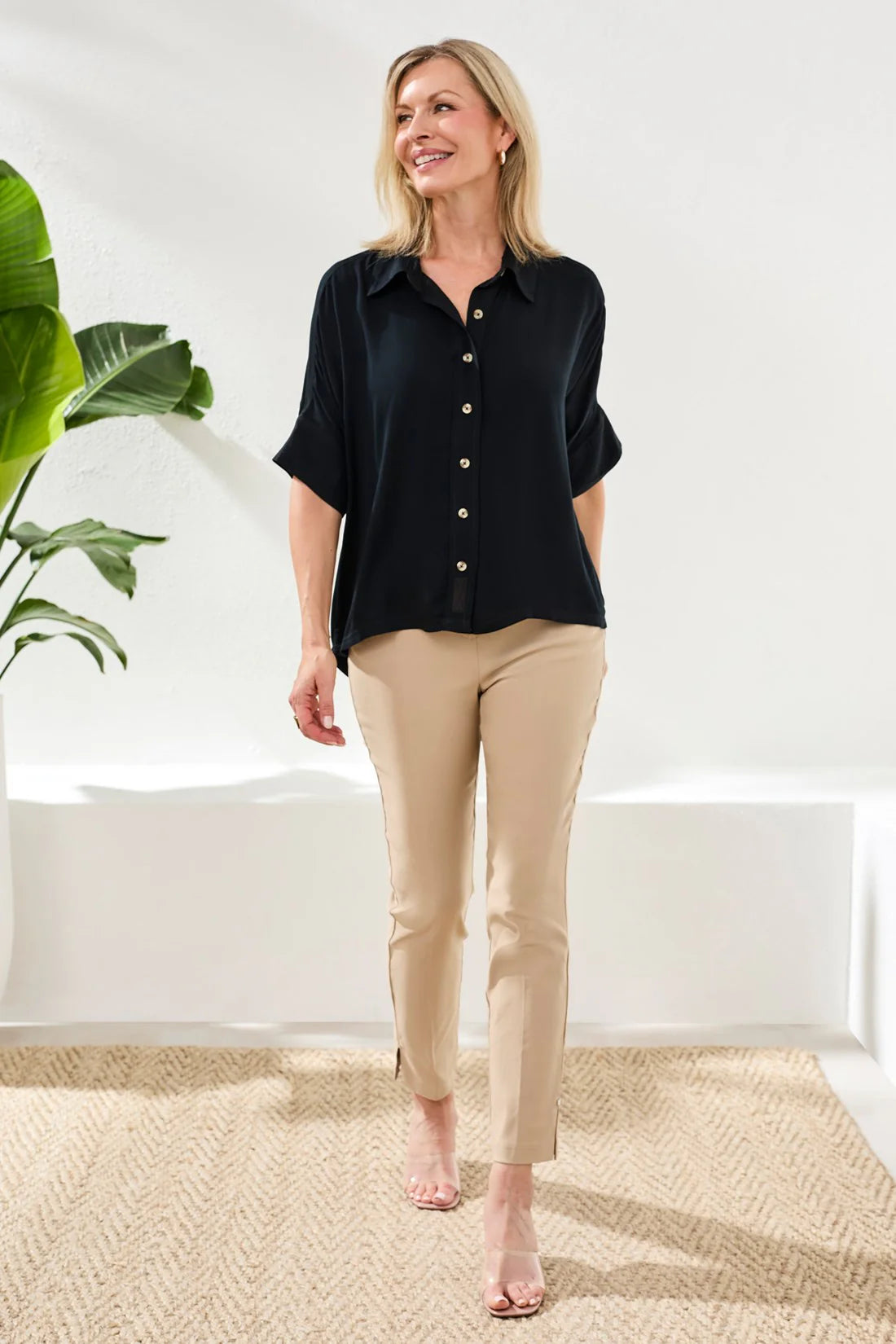 Tribal Soft Satin Drop Shoulder Classic Blouse