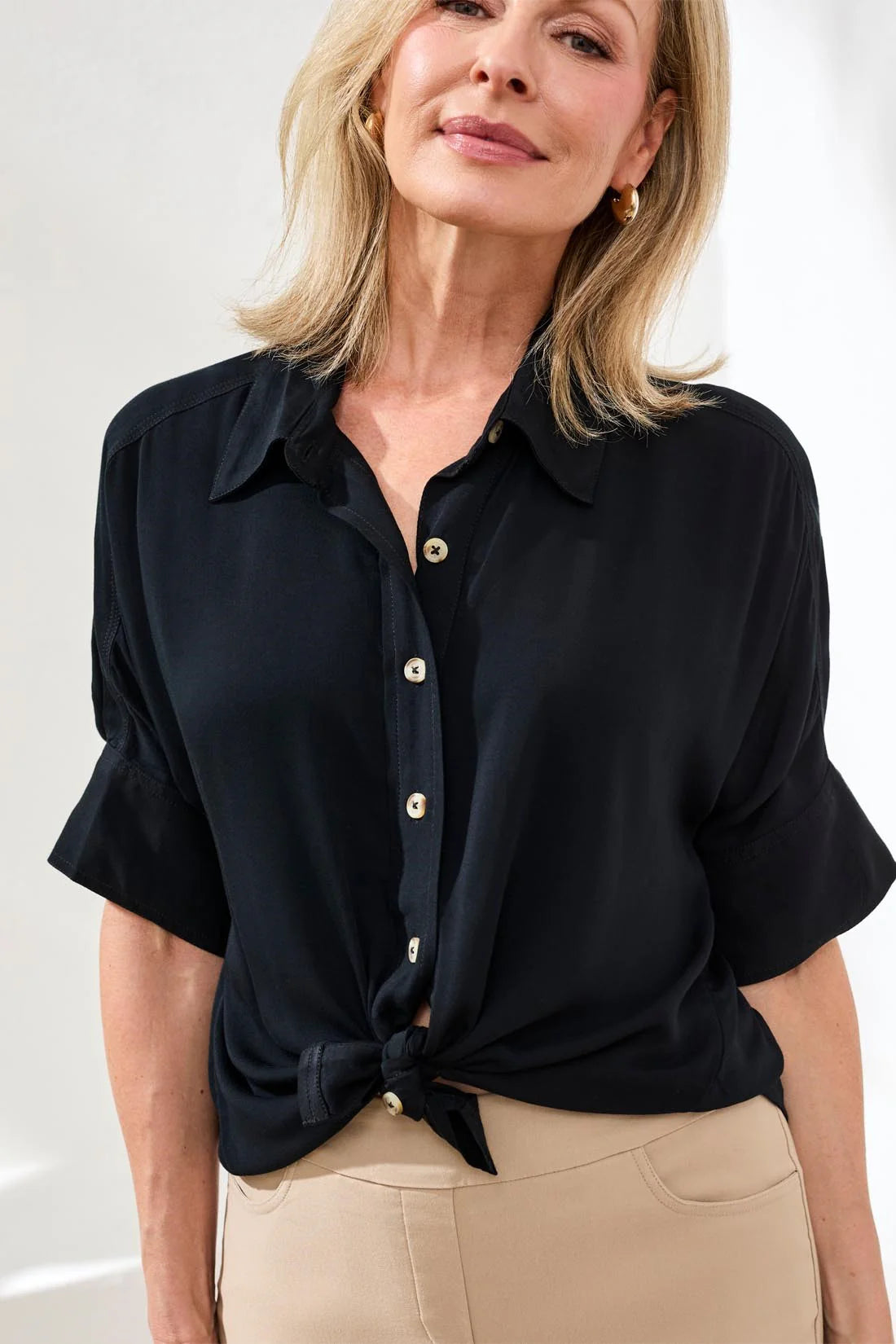 Tribal Soft Satin Drop Shoulder Classic Blouse