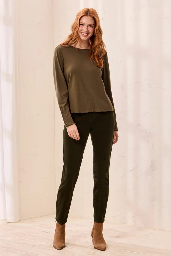 Tribal Soft Viscose Long Sleeve Button Cuff Knit Top