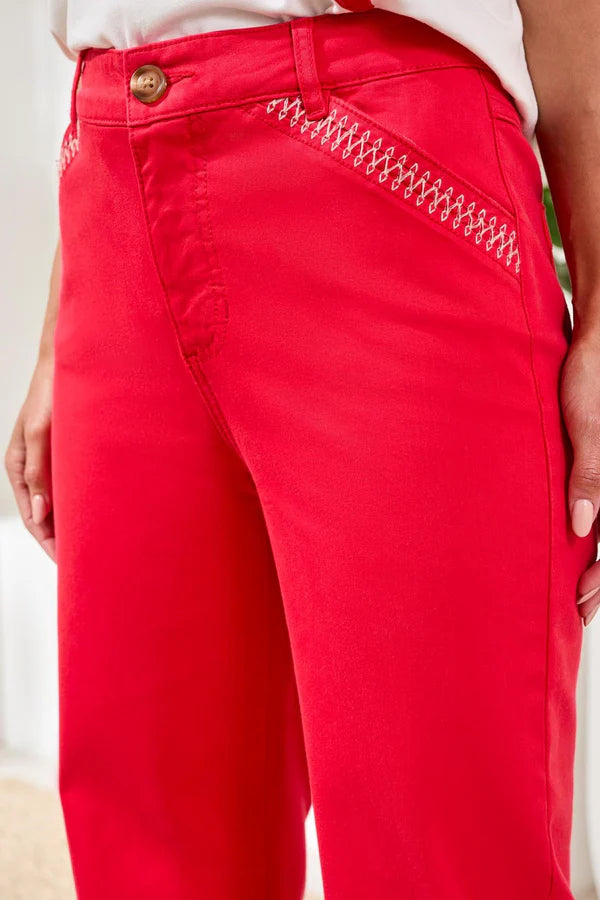 Tribal Stretch Denim Embroidery Kick Flare Pants